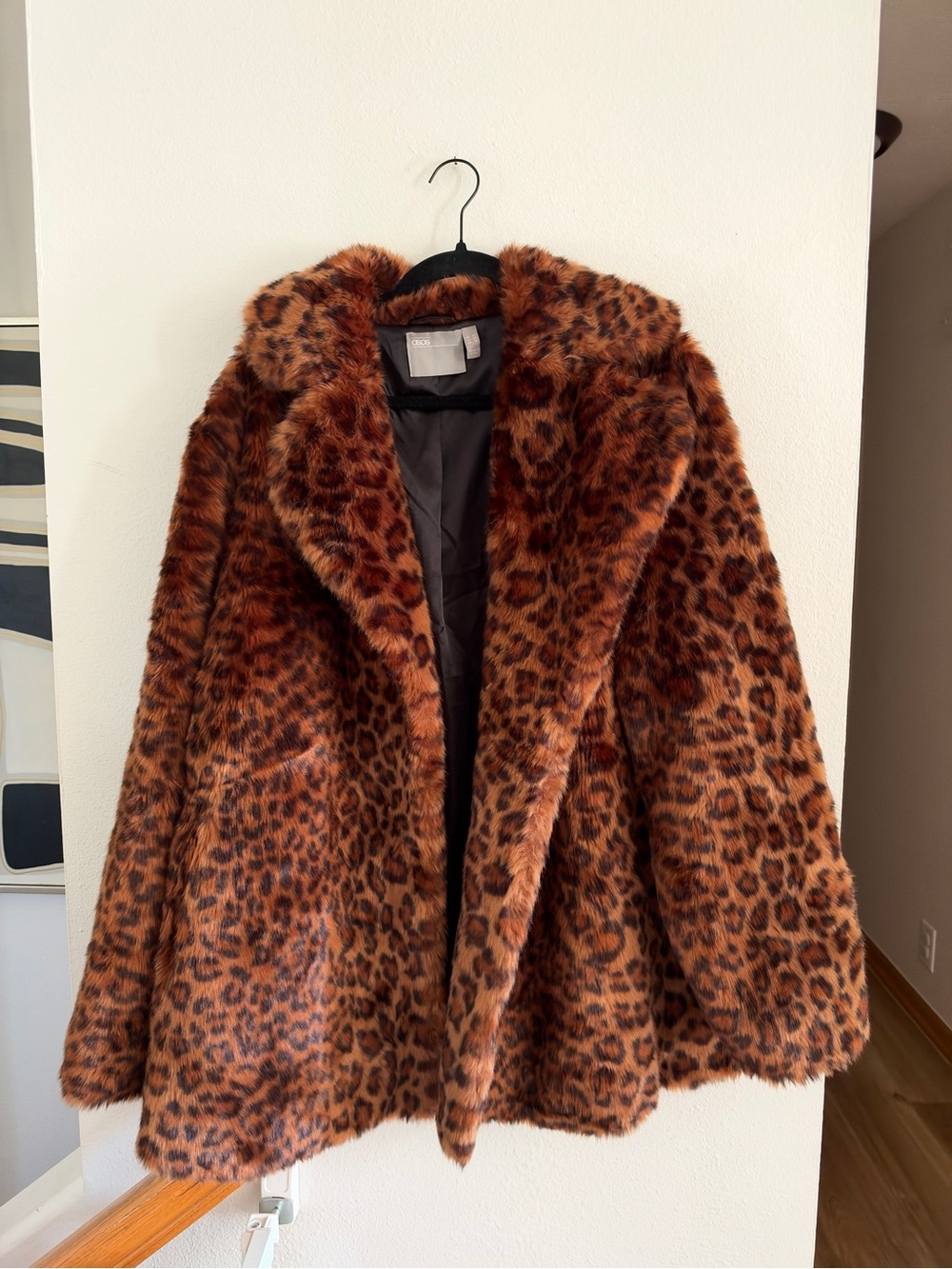 ASOS Curve Faux Fur Leopard Print Coat - Brown